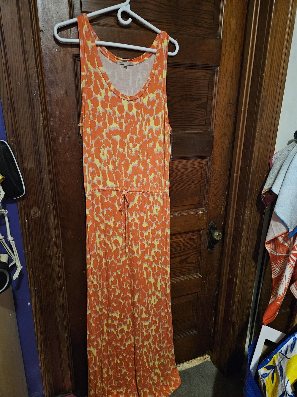 GAP Orange and Cream Printed Sleeveless Maxi Dress
